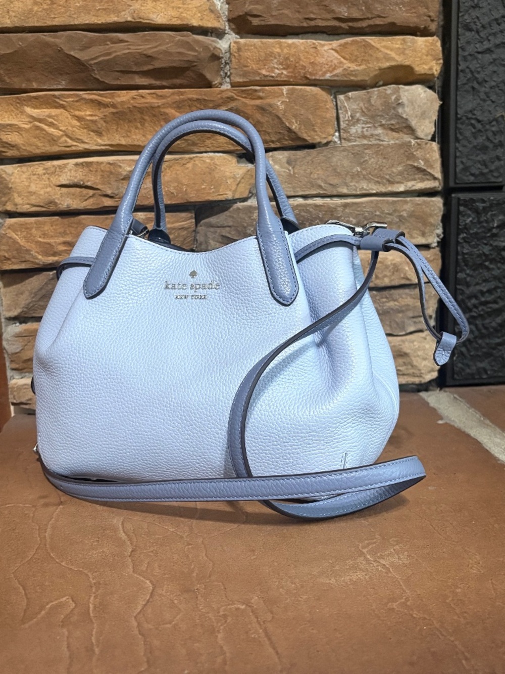 Kate Spade Small Dumpling,  Periwinkle Blue w/arke Periwinkle Trim, NWT